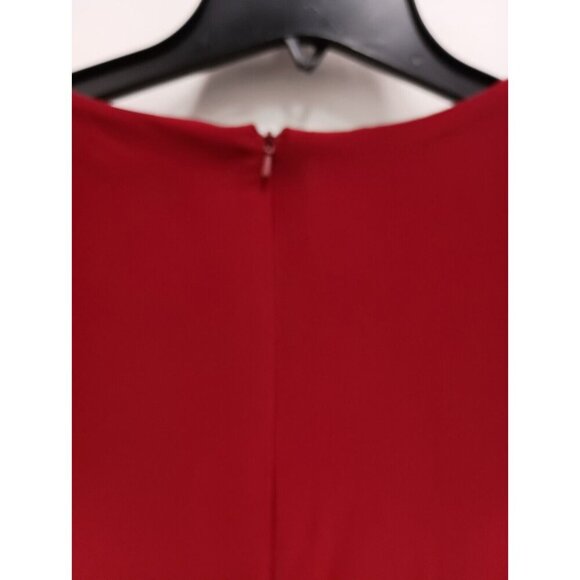 NorthStyle Womens A-Line Dress Size 18 Red Stretch Surplice Midi Short Sleeve - Picture 6 of 7